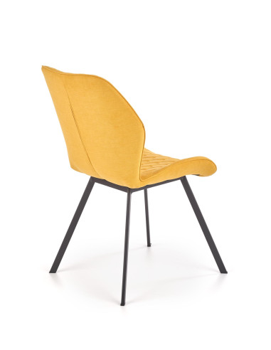 K360 Krzesło Musztardowe / Czarne - Przytulna Tapicerka w Romby