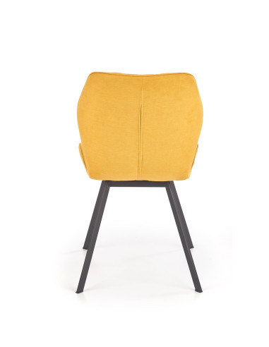 K360 Krzesło Musztardowe / Czarne - Przytulna Tapicerka w Romby