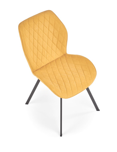 K360 Krzesło Musztardowe / Czarne - Przytulna Tapicerka w Romby