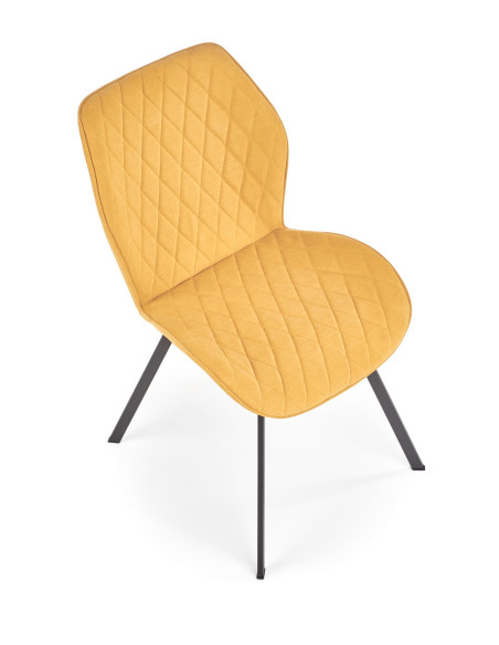 K360 Krzesło Musztardowe / Czarne - Przytulna Tapicerka w Romby