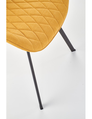 K360 Krzesło Musztardowe / Czarne - Przytulna Tapicerka w Romby