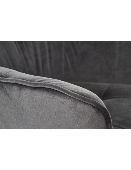 K377 Krzesło Popielate VELVET /Stal Czarna - Pikowane Wygodne Oparcie