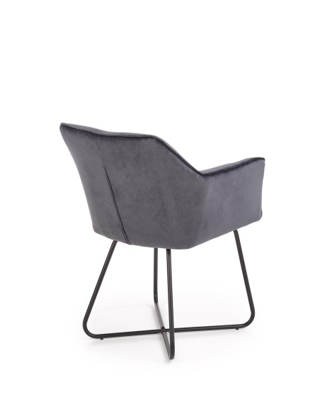 K377 Krzesło Popielate VELVET /Stal Czarna - Pikowane Wygodne Oparcie