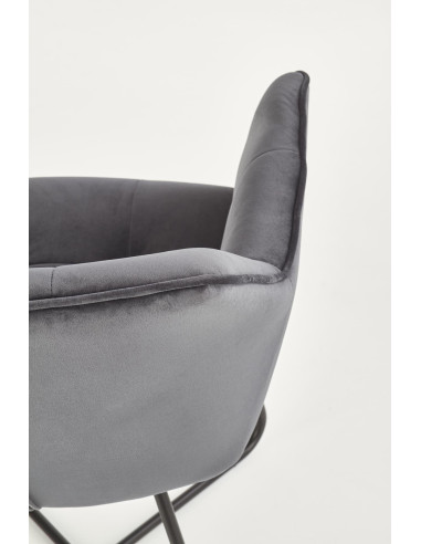K377 Krzesło Popielate VELVET /Stal Czarna - Pikowane Wygodne Oparcie