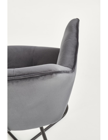 K377 Krzesło Popielate VELVET /Stal Czarna - Pikowane Wygodne Oparcie