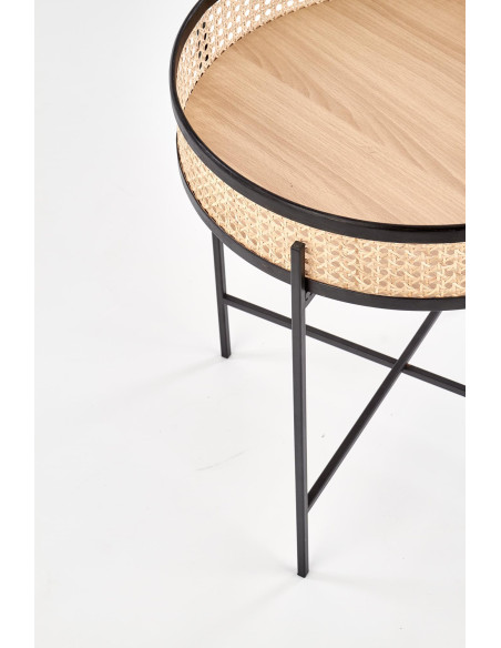 LANIPA Ława Rattanowa Fi55cm Czarny/Naturalny - Boho Elegancja