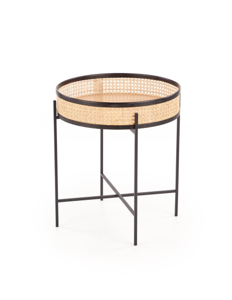 LANIPA Ława Rattanowa Fi55cm Czarny/Naturalny - Boho Elegancja