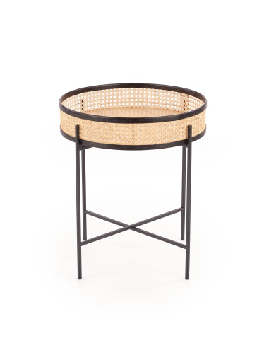 LANIPA Ława Rattanowa Fi55cm Czarny/Naturalny - Boho Elegancja