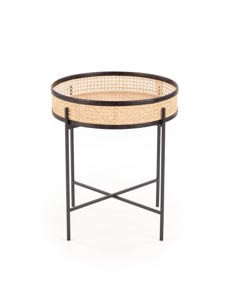 LANIPA Ława Rattanowa Fi55cm Czarny/Naturalny - Boho Elegancja