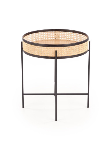 LANIPA Ława Rattanowa Fi55cm Czarny/Naturalny - Boho Elegancja