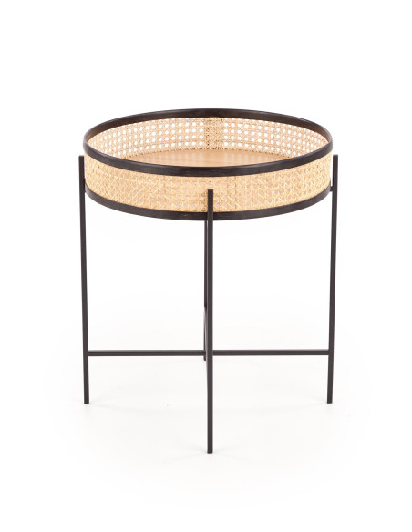 LANIPA Ława Rattanowa Fi55cm Czarny/Naturalny - Boho Elegancja