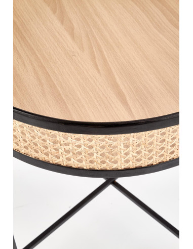 LANIPA Ława Rattanowa Fi55cm Czarny/Naturalny - Boho Elegancja