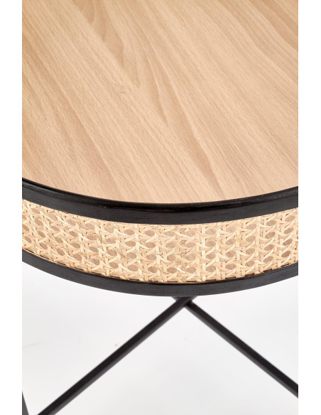 LANIPA Ława Rattanowa Fi55cm Czarny/Naturalny - Boho Elegancja