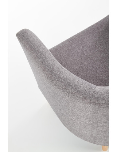 CLUBBY Fotel Wypoczynkowy Kubełkowy Popielaty / Nóżki Drewno Naturalne