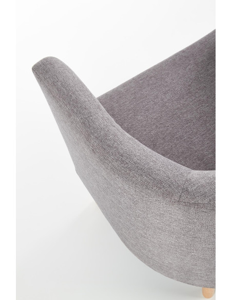 CLUBBY Fotel Wypoczynkowy Kubełkowy Popielaty / Nóżki Drewno Naturalne