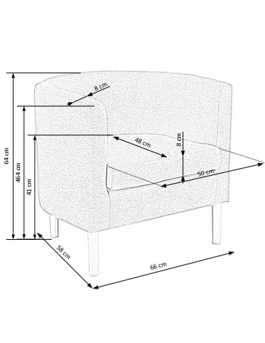 CLUBBY Fotel Wypoczynkowy Kubełkowy Popielaty / Nóżki Drewno Naturalne
