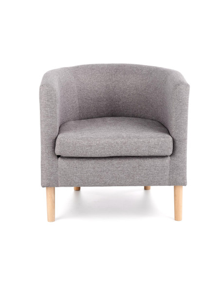 CLUBBY Fotel Wypoczynkowy Kubełkowy Popielaty / Nóżki Drewno Naturalne