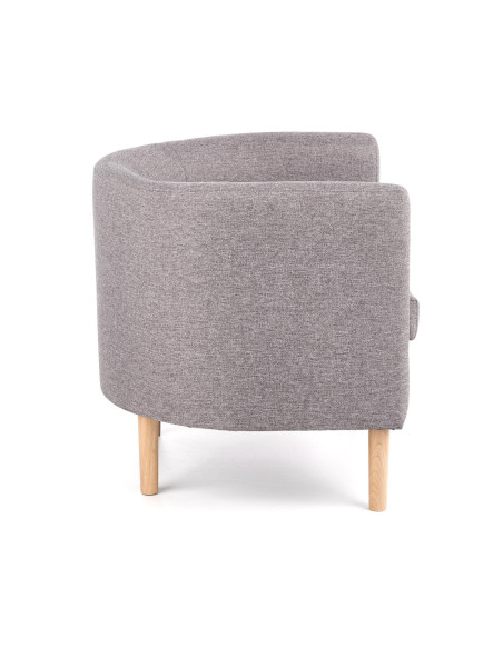 CLUBBY Fotel Wypoczynkowy Kubełkowy Popielaty / Nóżki Drewno Naturalne