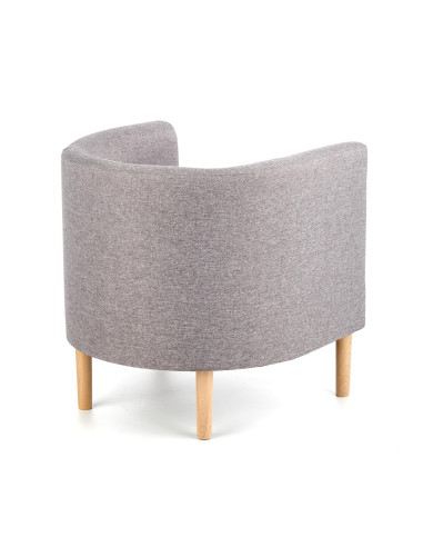 CLUBBY Fotel Wypoczynkowy Kubełkowy Popielaty / Nóżki Drewno Naturalne