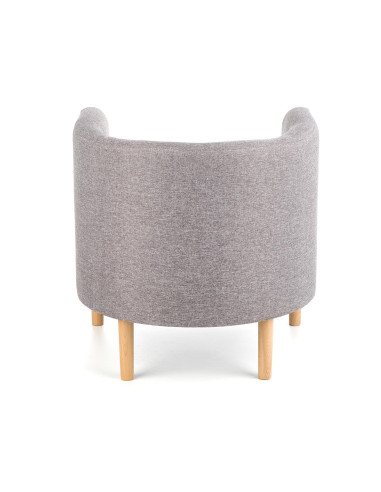 CLUBBY Fotel Wypoczynkowy Kubełkowy Popielaty / Nóżki Drewno Naturalne