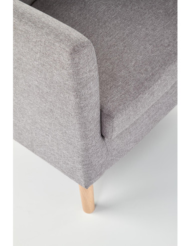 CLUBBY Fotel Wypoczynkowy Kubełkowy Popielaty / Nóżki Drewno Naturalne