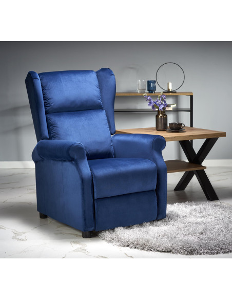 AGUSTIN 2 Fotel Rozkładany USZAK Granatowy Velvet - Głębia Koloru i Spokoju