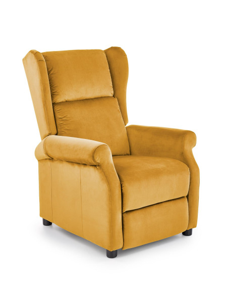 AGUSTIN 2 Fotel Rozkładany USZAK Musztardowy Velvet - Ożywiający Odpoczynek