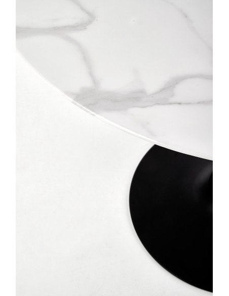 Stół szklany okrągły AMBROZY marmur / czarny