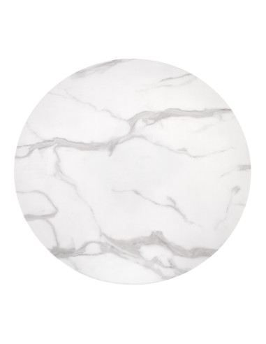 Stół szklany okrągły AMBROZY marmur / czarny