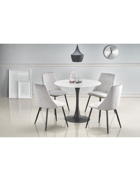 Stół szklany okrągły AMBROZY marmur / czarny