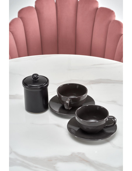 Stół szklany okrągły AMBROZY marmur / czarny