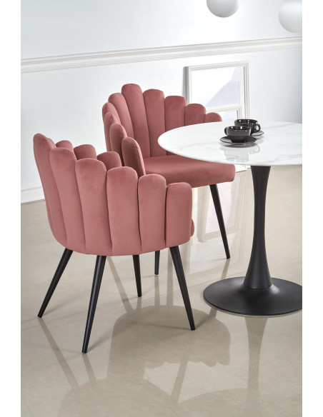 Stół szklany okrągły AMBROZY marmur / czarny