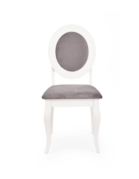 BAROCK Krzesło Drewniane Biały/Popiel - Klasyka z Owalnym Oparciem