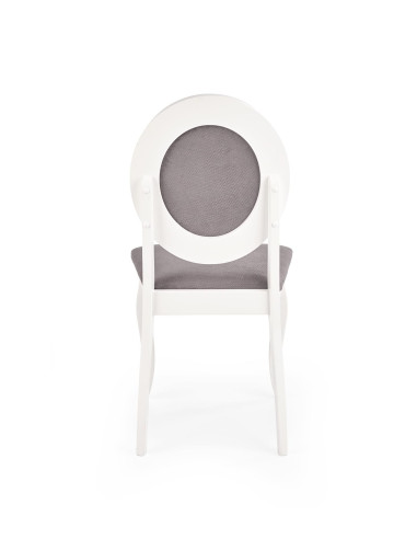 BAROCK Krzesło Drewniane Biały/Popiel - Klasyka z Owalnym Oparciem