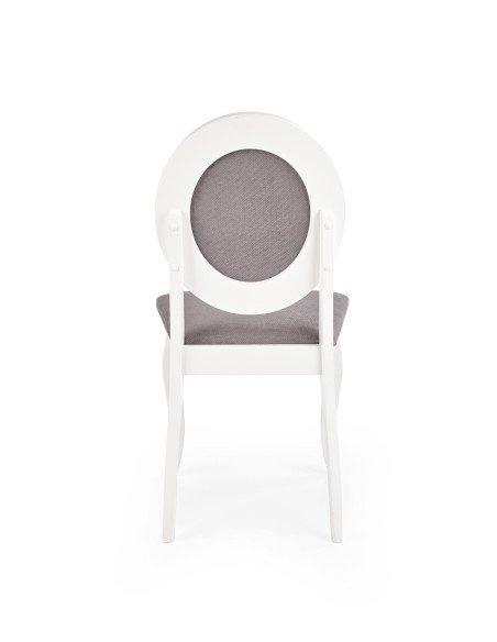 BAROCK Krzesło Drewniane Biały/Popiel - Klasyka z Owalnym Oparciem