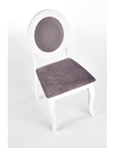 BAROCK Krzesło Drewniane Biały/Popiel - Klasyka z Owalnym Oparciem