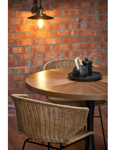 CARMELO Stół Okrągły Fi100cm Orzech - Ciepło Drewna i Zgrabna Czarna Podstawa