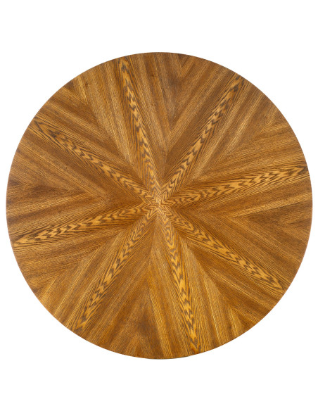 CARMELO Stół Okrągły Fi100cm Orzech - Ciepło Drewna i Zgrabna Czarna Podstawa