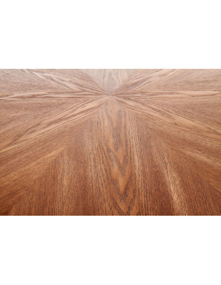 CARMELO Stół Okrągły Fi100cm Orzech - Ciepło Drewna i Zgrabna Czarna Podstawa