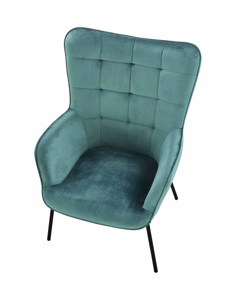 CASTEL Fotel C. Zielony | Pikowane Oparcie/Czarne Nogi - Odpocznij Wygodnie