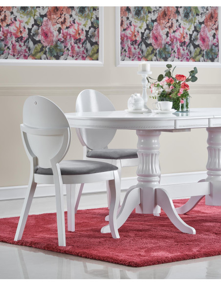 JOSEPH Stół Rozkładany Biały 150-190cm - Klasyczny ze Zdobionymi Nogami