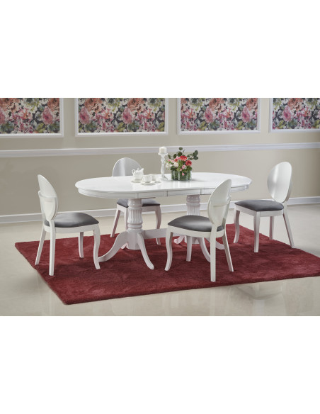 JOSEPH Stół Rozkładany Biały 150-190cm - Klasyczny ze Zdobionymi Nogami