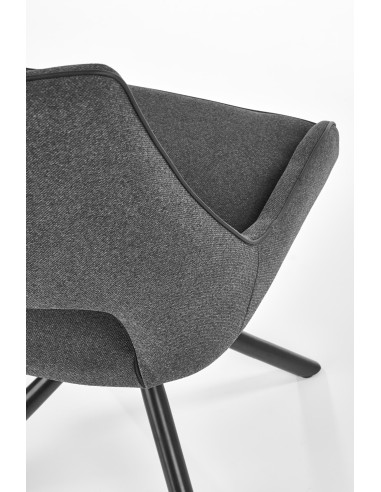 K409 Krzesło Popielate - Stylowa Nieszablonowa Czarna Noga