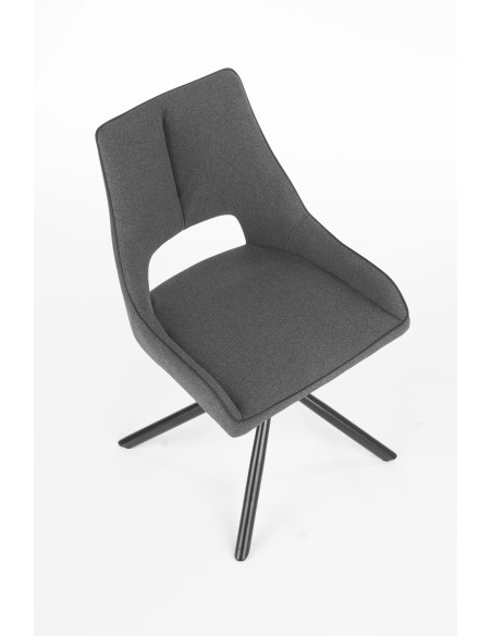 K409 Krzesło Popielate - Stylowa Nieszablonowa Czarna Noga