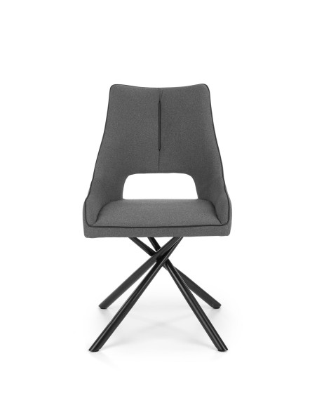 K409 Krzesło Popielate - Stylowa Nieszablonowa Czarna Noga