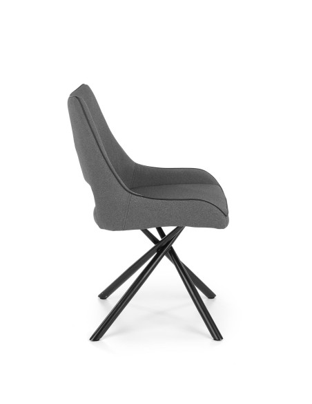 K409 Krzesło Popielate - Stylowa Nieszablonowa Czarna Noga