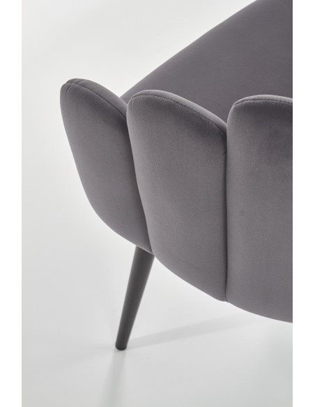 K410 Krzesło Muszla Popielaty Velvet / Czarne Nogi - Luksus i Komfort