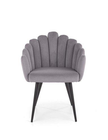 K410 Krzesło Muszla Popielaty Velvet / Czarne Nogi - Luksus i Komfort