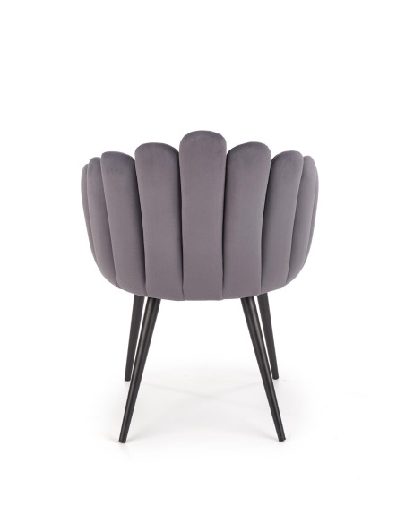 K410 Krzesło Muszla Popielaty Velvet / Czarne Nogi - Luksus i Komfort