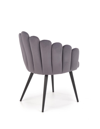 K410 Krzesło Muszla Popielaty Velvet / Czarne Nogi - Luksus i Komfort